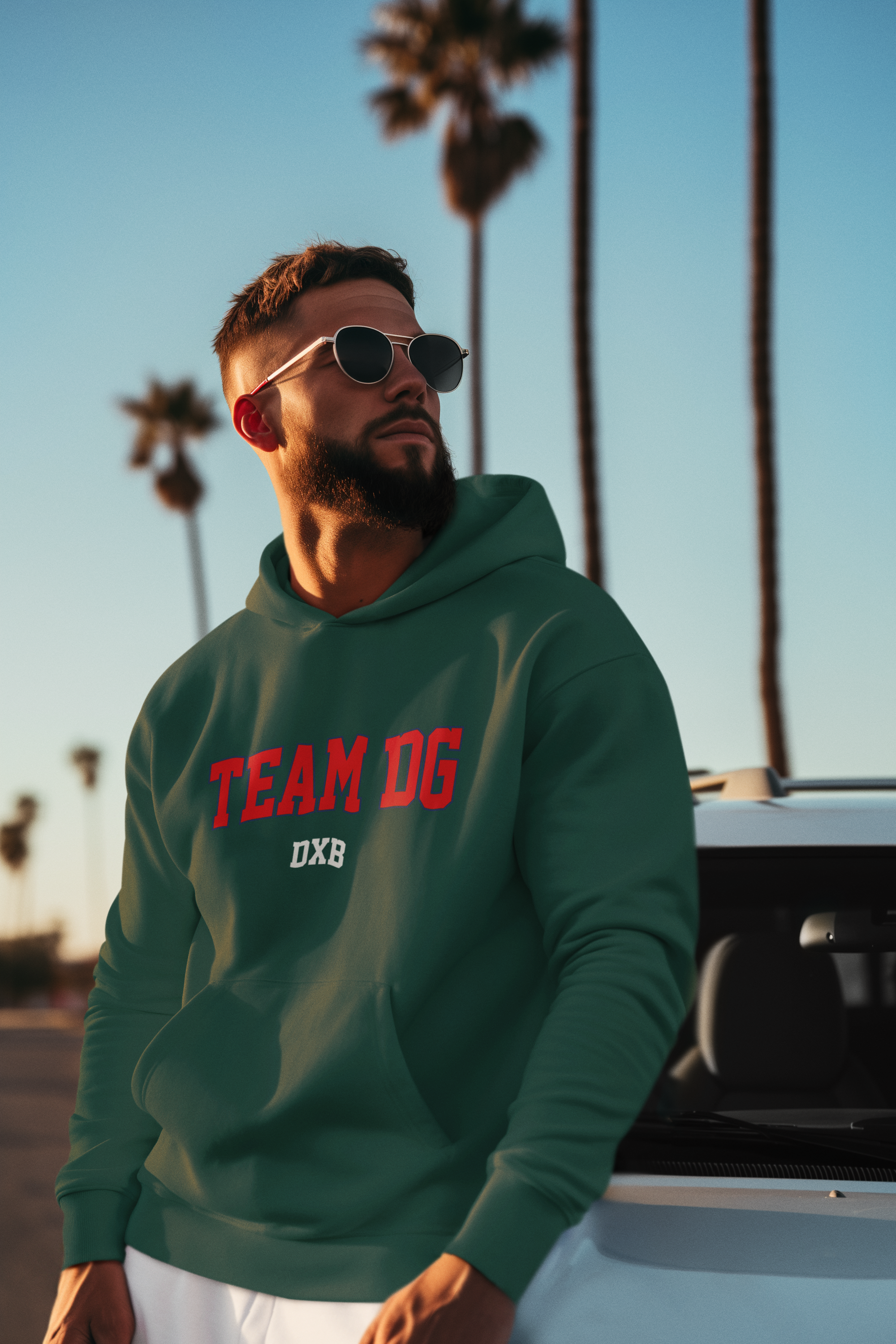 "Team DG DXB" - Hoodie Unisex Blau/Rot