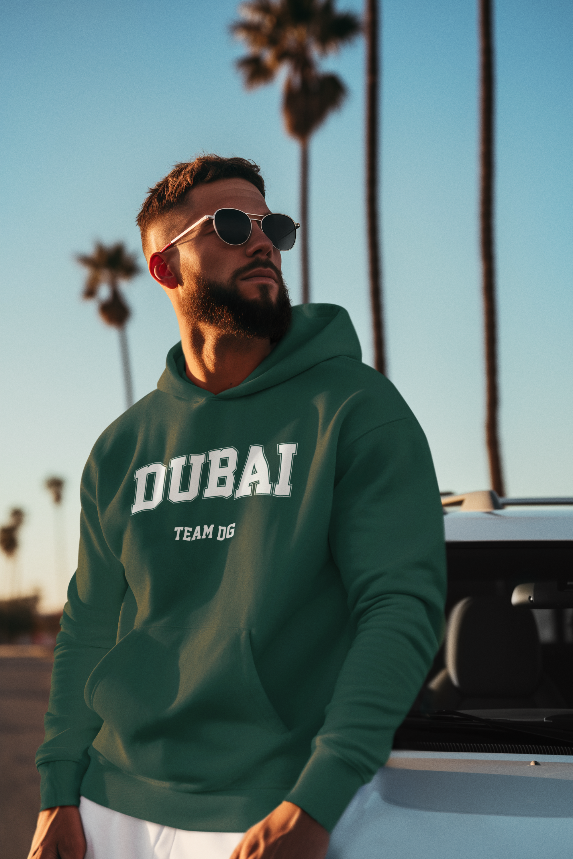 "DUBAI Team DG" - Hoodie Unisex (Weiss/Weiss)