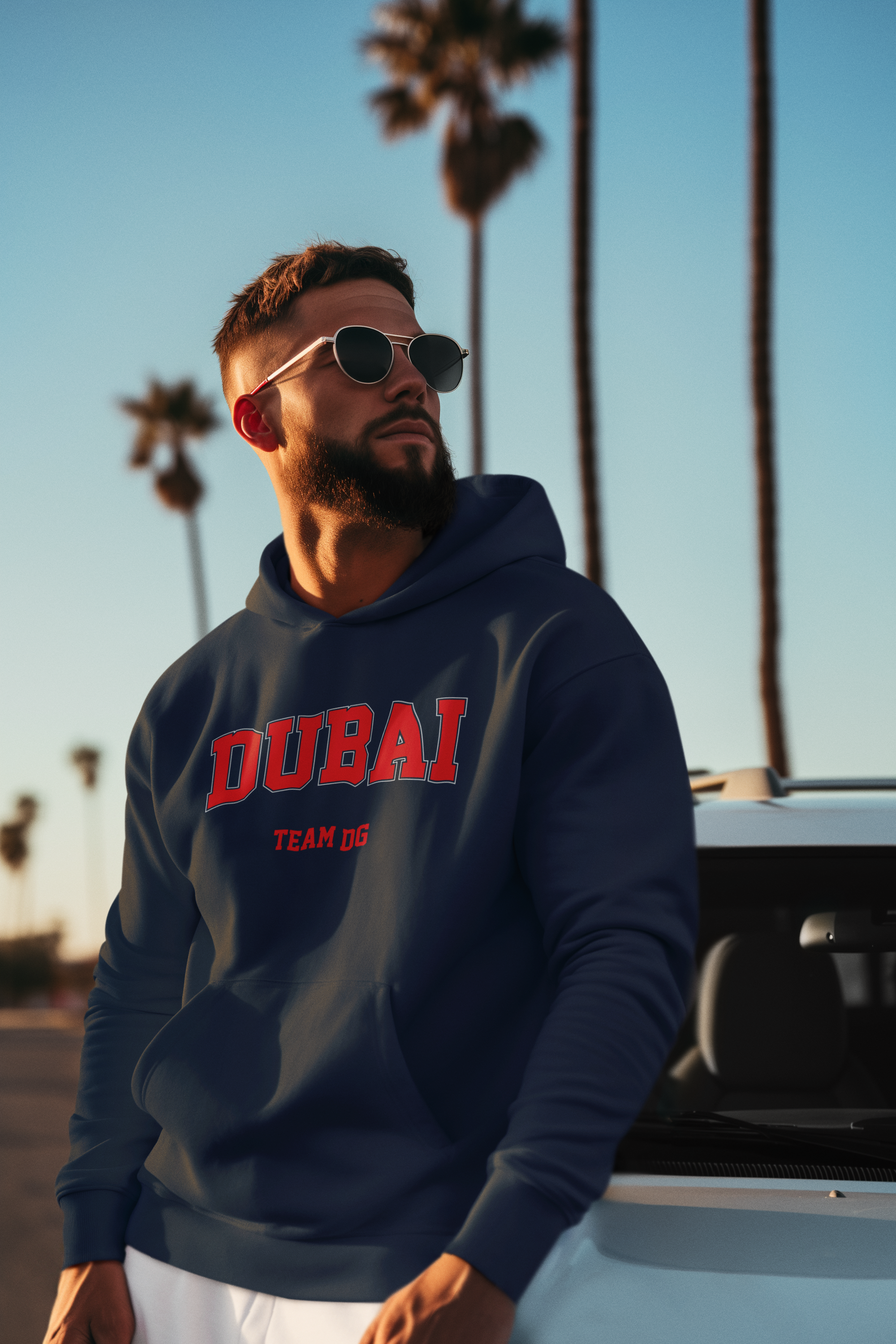 "DUBAI Team DG" - Hoodie Unisex (Rot/Weiss)