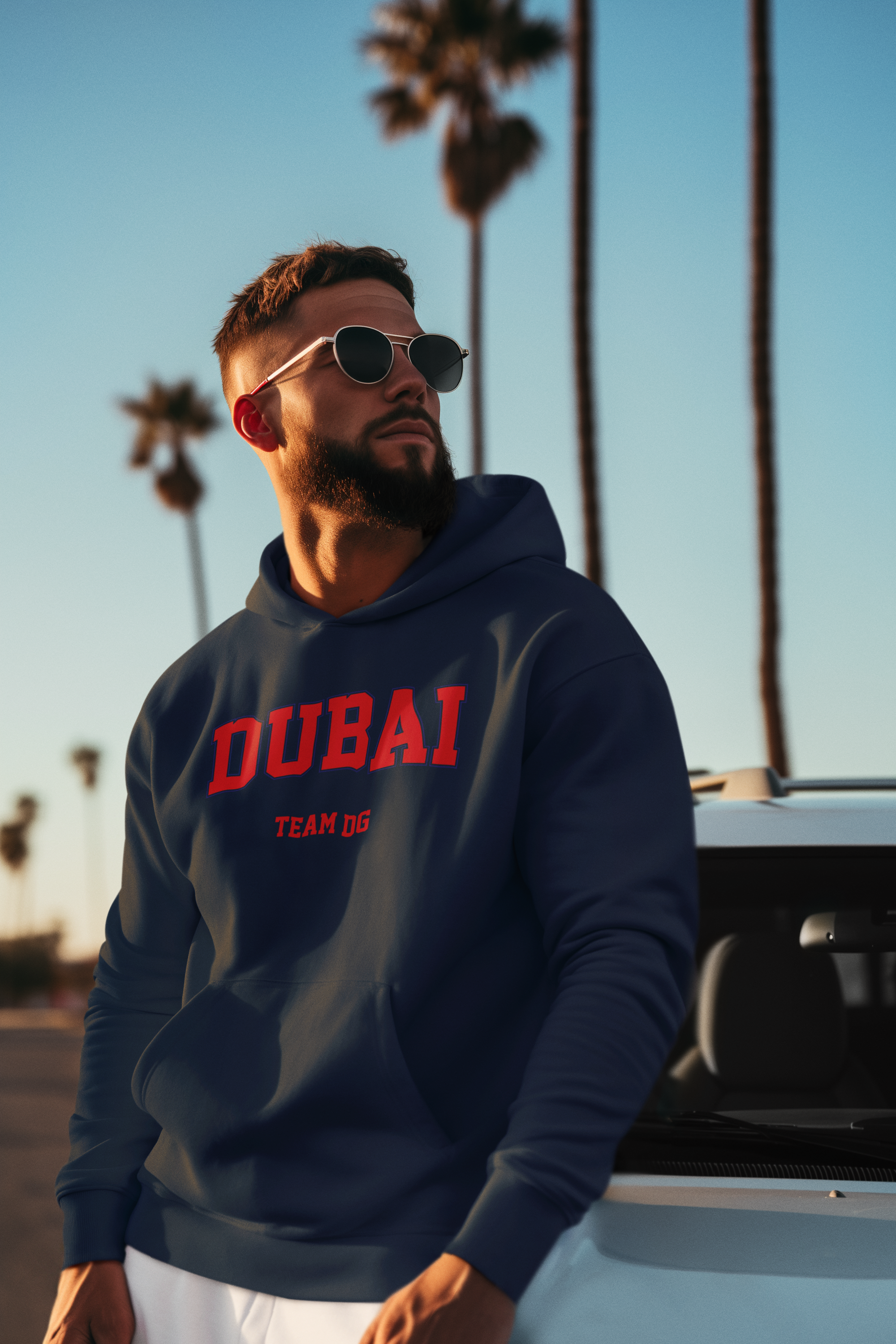 "DUBAI Team DG" - Hoodie Unisex (Blau/Rot)