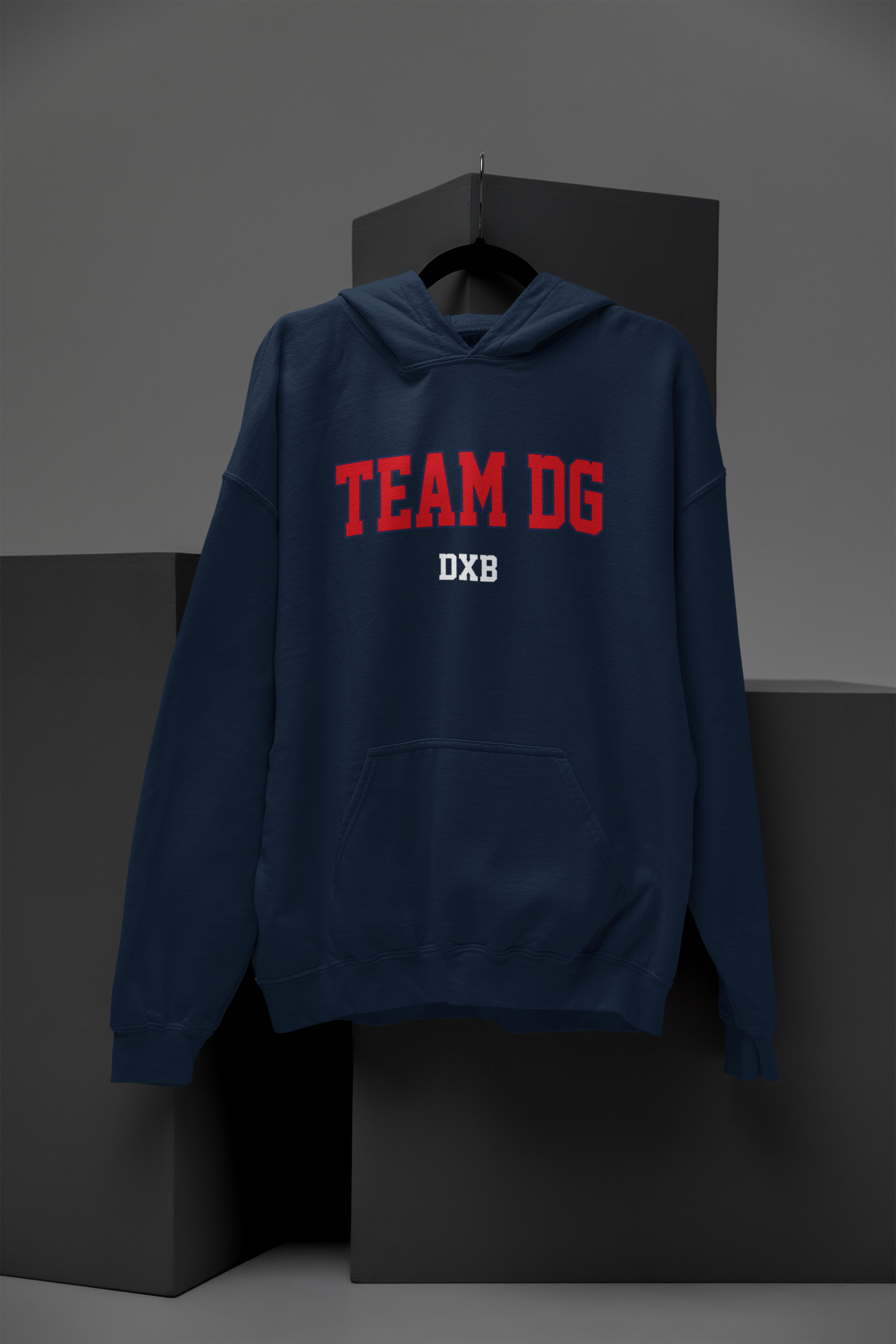 "Team DG DXB" - Hoodie Unisex Blau/Rot